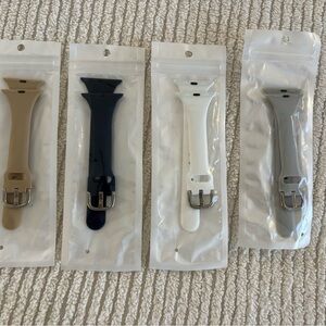 Set of 4 new Silicone Watch Bands for Apple Watch -Beige, black, White, Gray